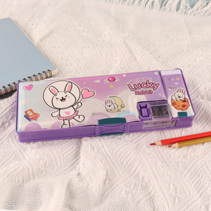 New Arrival Cute Cartoon Plastic Pencil Case With Pencil Sharpener