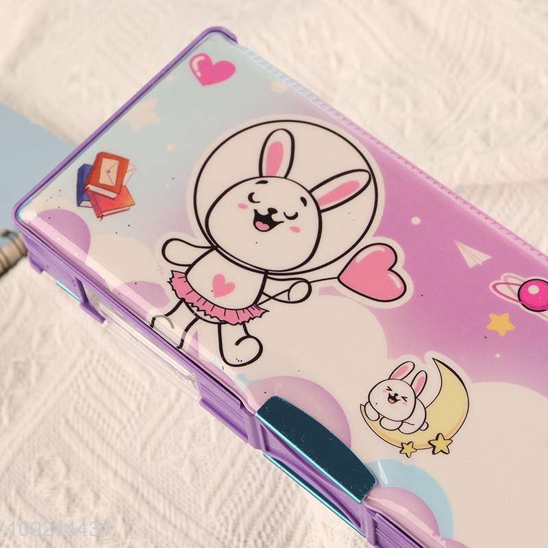 New Arrival Cute Cartoon Plastic Pencil Case With Pencil Sharpener
