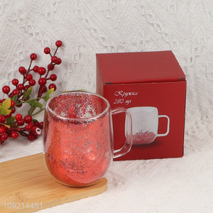 China products unbreakable double wall glass cup water cup with handle