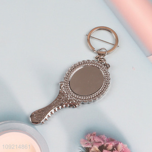 Hot items portable double-sided makeup mirror keychain for sale