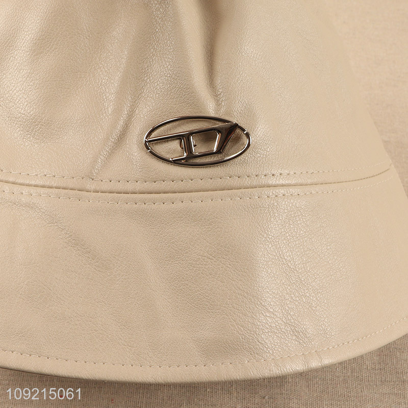 Wholesale Pu Leather Bucket Hat Fishing Cap for Men Women