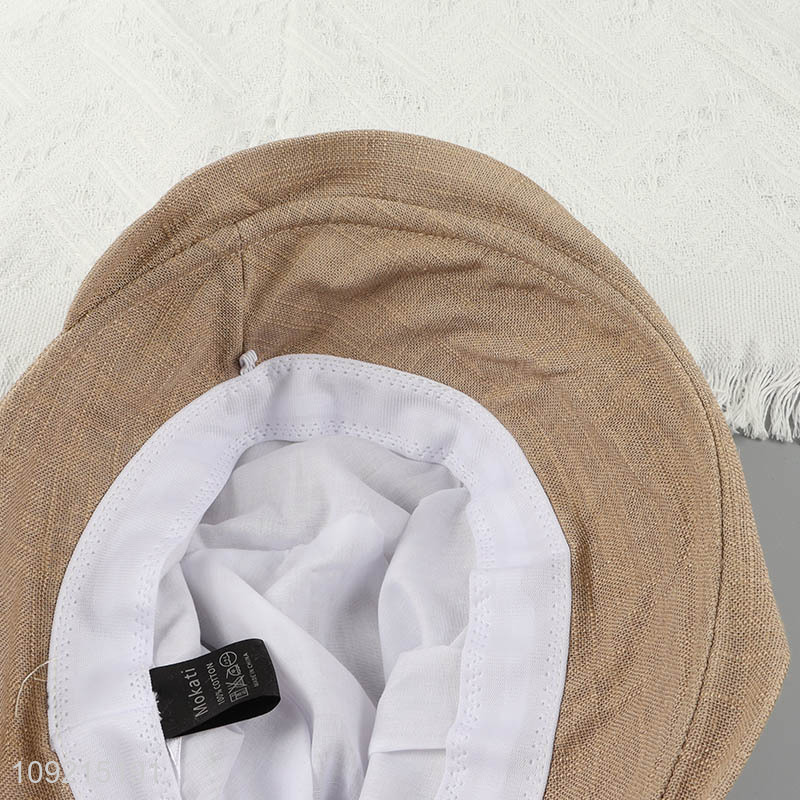 Good Quality Cotton Linen Bucket Hat Summer Outdoor Sun Hat
