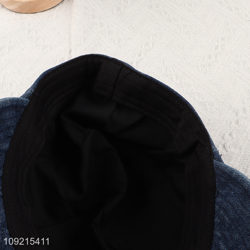 High Quality Womens Wide Brim Sunhat Washed Denim Sun Hat