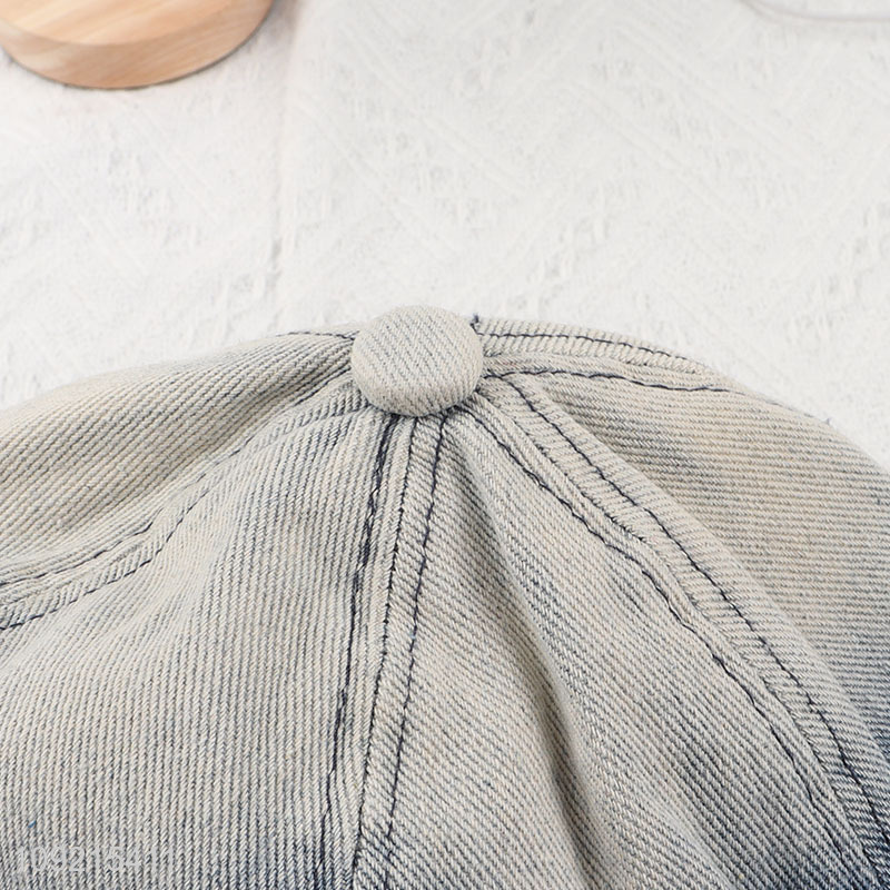 High Quality Womens Wide Brim Sunhat Washed Denim Sun Hat