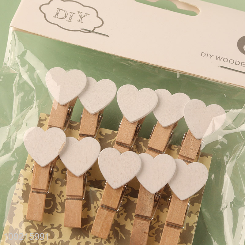 China products 10pcs wooden diy paper clips wooden clips set