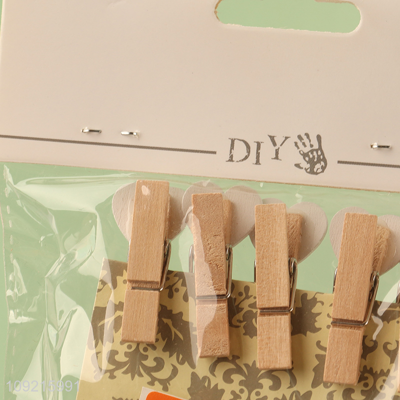 China products 10pcs wooden diy paper clips wooden clips set