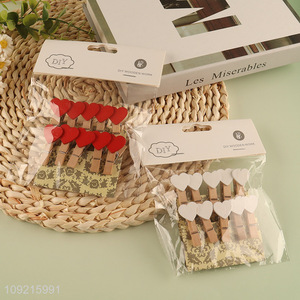 China products 10pcs wooden diy paper clips wooden clips set