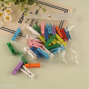 Good selling 30pcs colorful wooden clips paper clips clothes clips wholesale