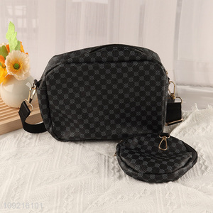 Good quality fashion women pu leather shoulder bag with mini wallet