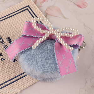 Hot selling portable plush makeup mirror cosmetic mirror keychain