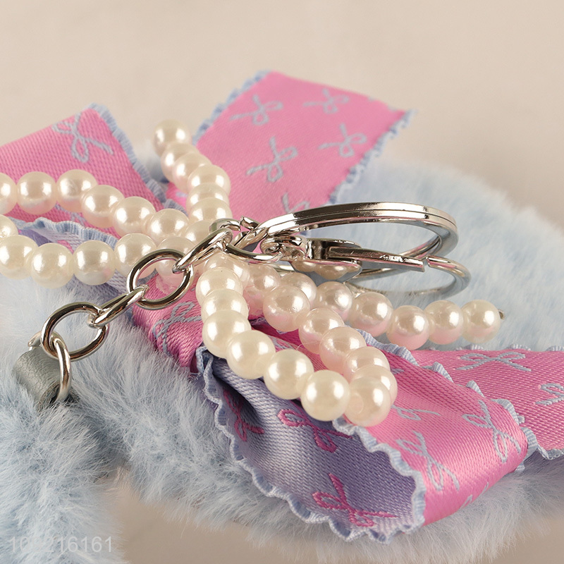 Hot selling portable plush makeup mirror cosmetic mirror keychain