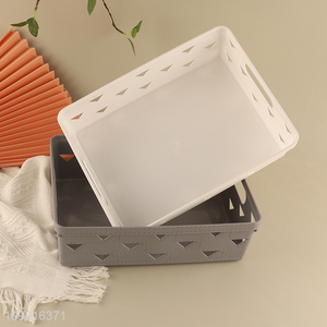 Factory supply rectangle multicolor pp hollow storage basket with handle