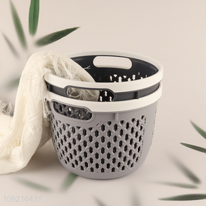 China wholesale round pp hollow storage basket with handle
