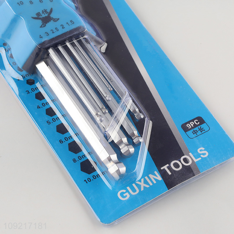 Hot selling 9pcs ball head hex socket wrench for hardware tool