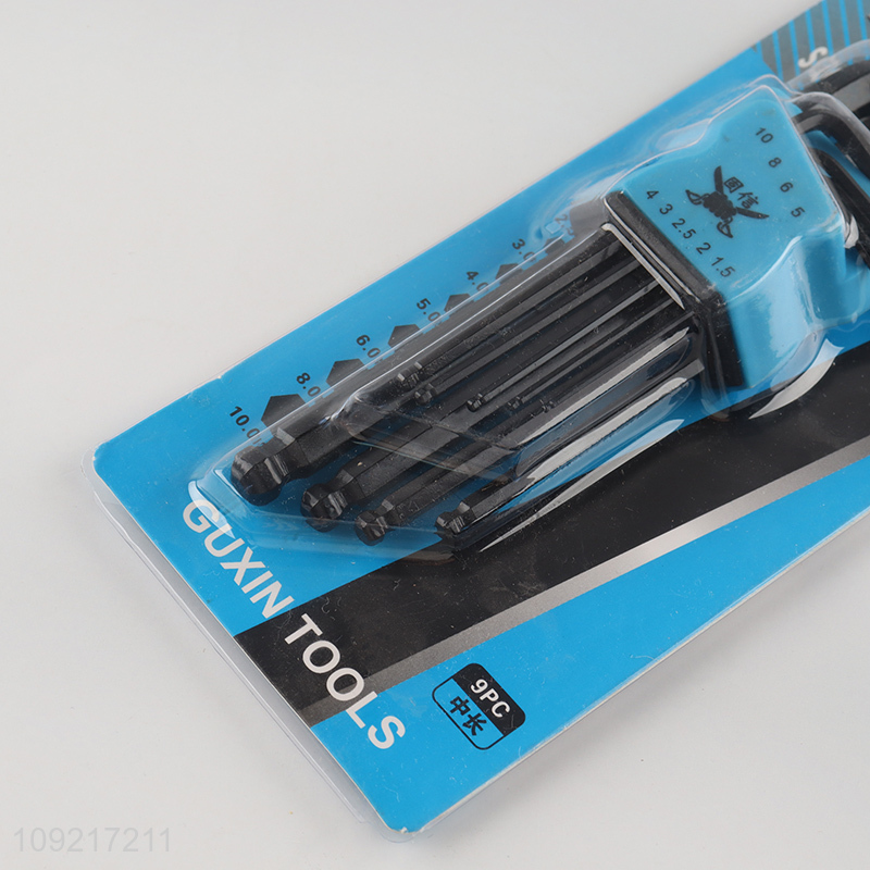 Yiwu market 9pcs hardware tool ball head hex socket wrench set