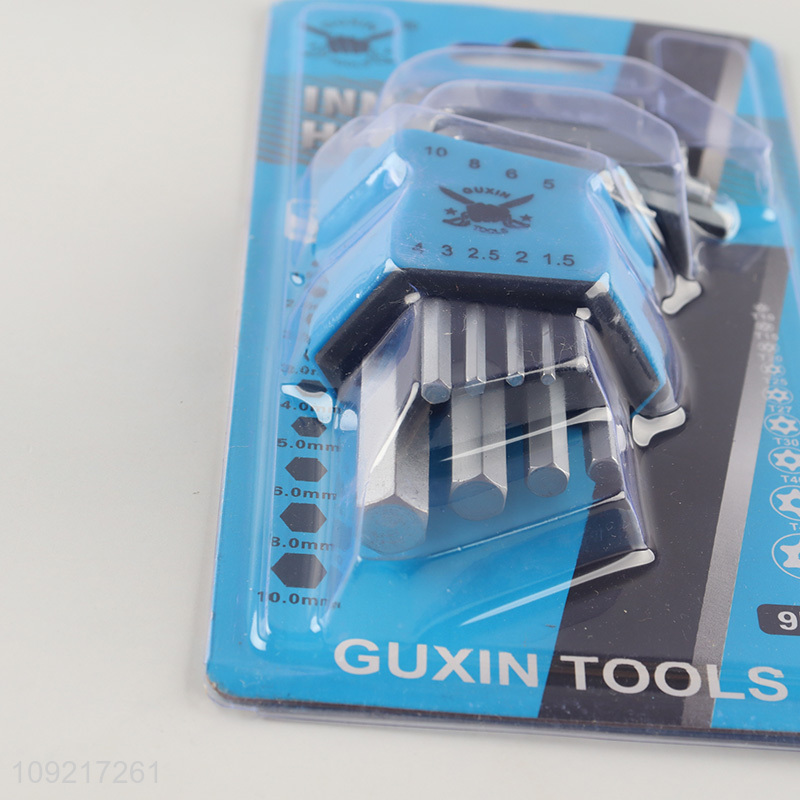 Top quality 9pcs professional hardware tool inner hex wrench