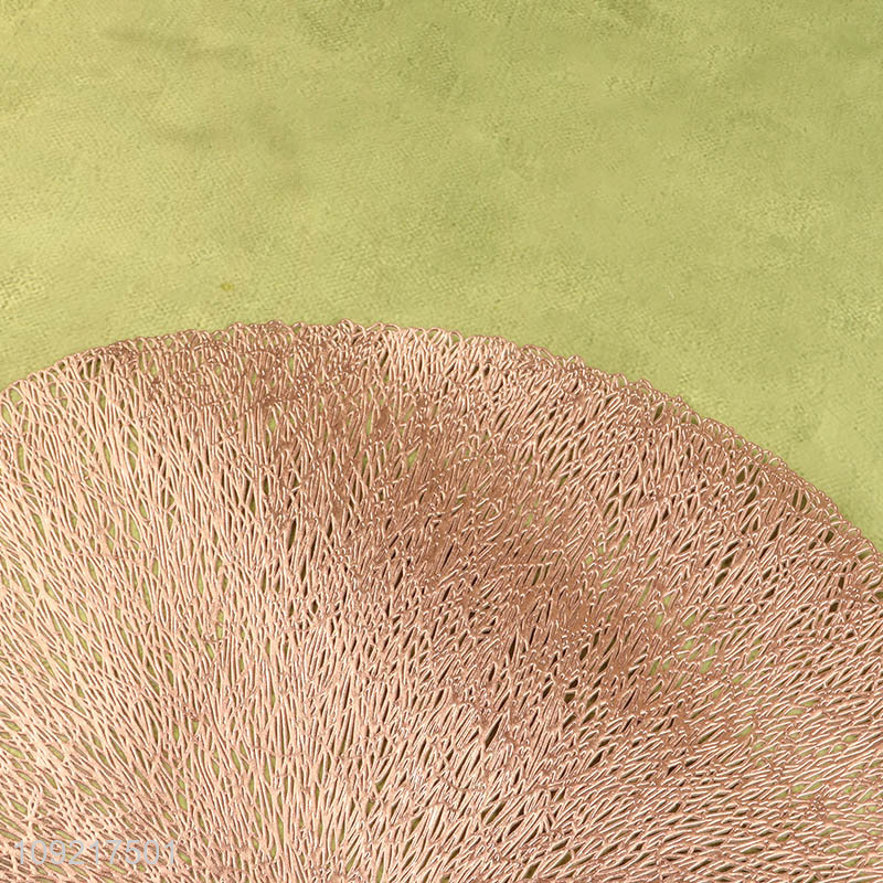 Online Wholesale Round Metallic Placemats Hollow Out Heat Resistant Table Mats