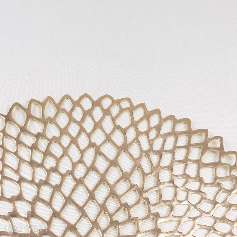 Wholesale Round Metallic Place Mats Hollow Out Table Mats for Kitchen Decor