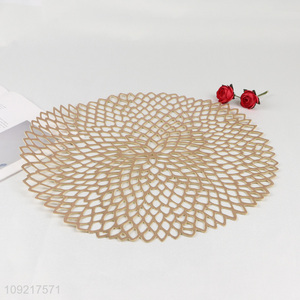 Wholesale Round Metallic Place Mats Hollow Out Table Mats for Kitchen Decor