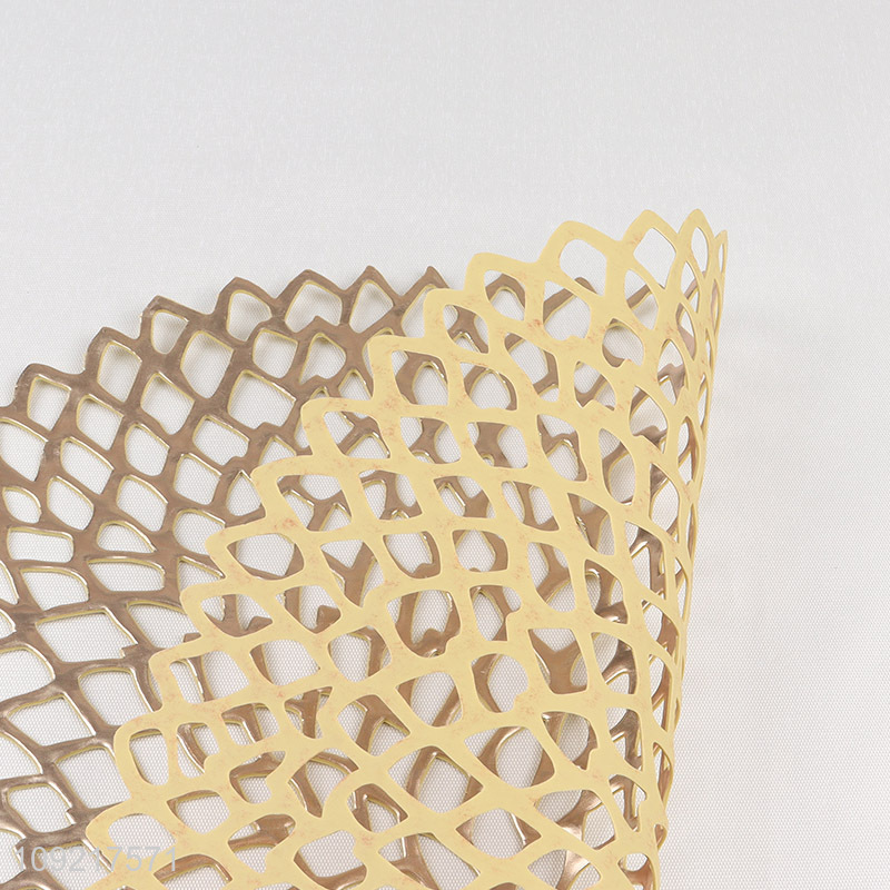 Wholesale Round Metallic Place Mats Hollow Out Table Mats for Kitchen Decor