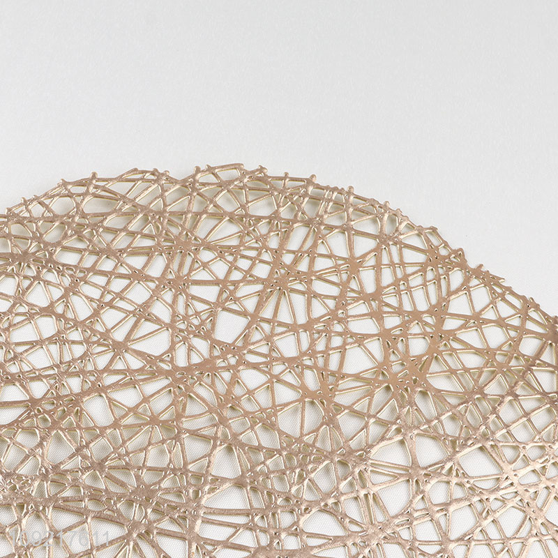 New Product Round Metallic Place Mats Heat Resistant Hollow Out Table Mats