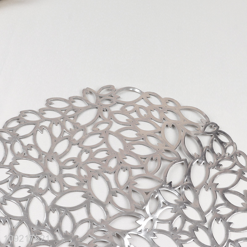 High Quality Round Placemats Metallic Hollow Out Wipeable Waterproof Table Mats