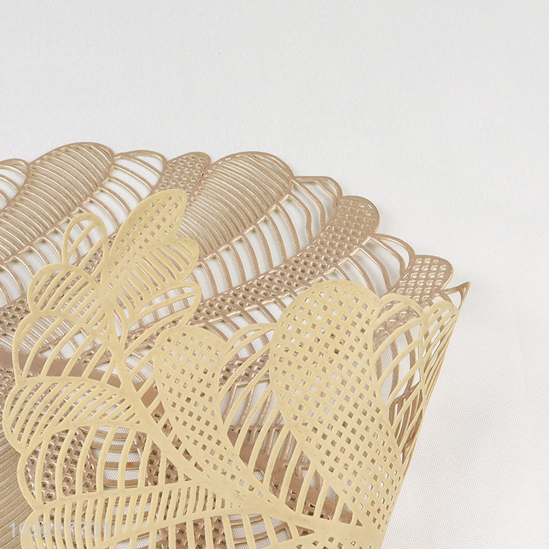 New Product Leaf Shaped Placemats Metallic Table Mats for Home Party Decor