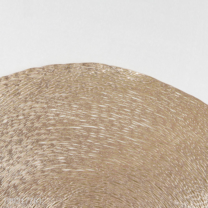 Good Quality Round Placemats Metallic Pressed Vinyl Non-Slip Table Mats