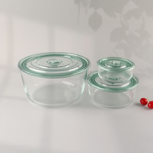 China factory round glass home kitchen food container preservation box