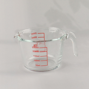 New arrival household kitchen glass 250ml measuring cup with handle