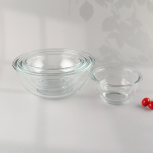 Hot selling round glass clear home kitchen salad bowl tableware bowl