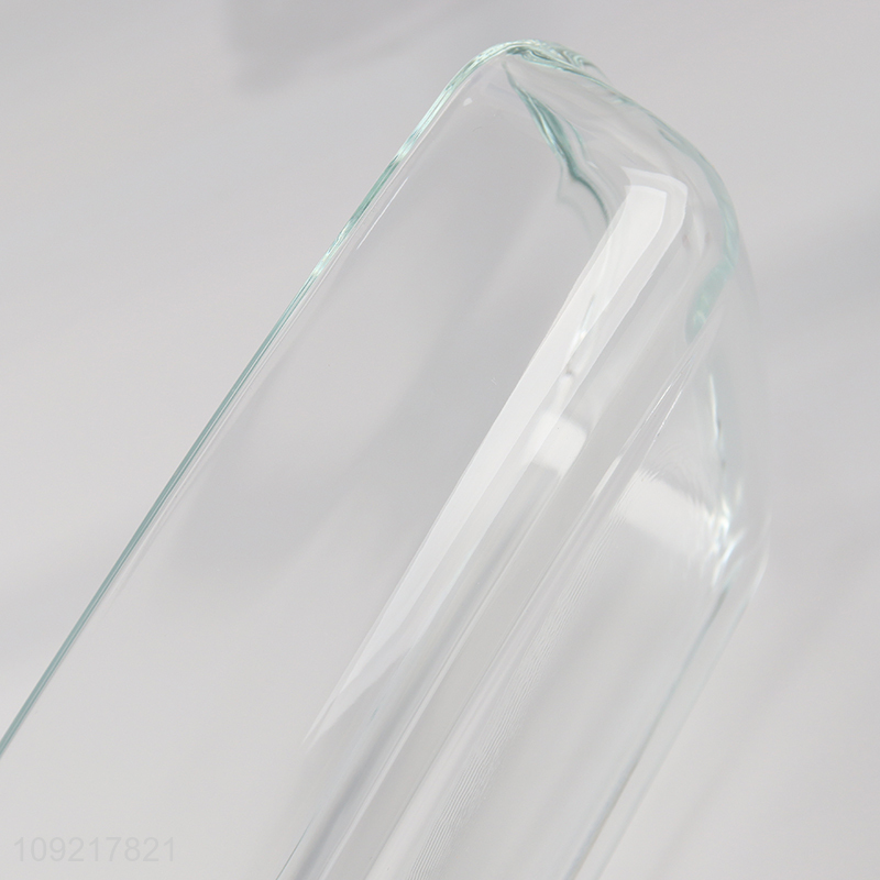 Top quality rectangle glass home kitchen baking dish baking pan with handle