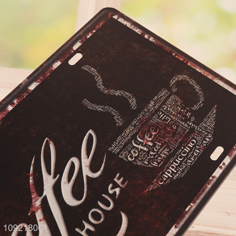 China supplier rectangle iron crafts coffee shop metal sign vintage