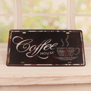 China supplier rectangle iron crafts coffee shop metal sign vintage