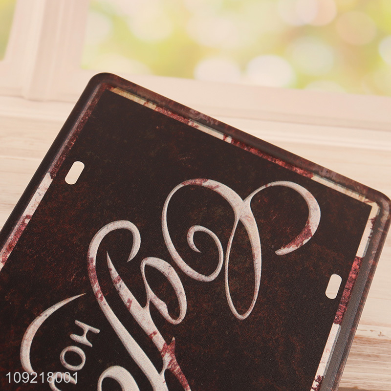 China supplier rectangle iron crafts coffee shop metal sign vintage