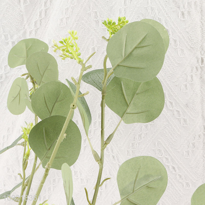 New Product Artificial Eucalyptus Leaves Stem Fake Plant Fake Greenery Leaves