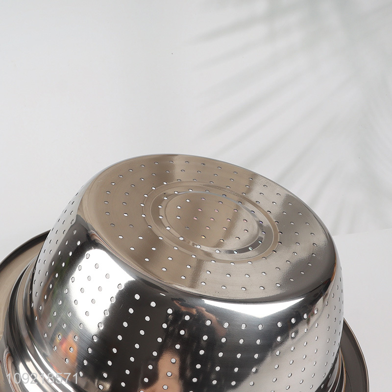 High Quality Stainless Steel Colander Rice Washing Bowl Kitchen Strainer