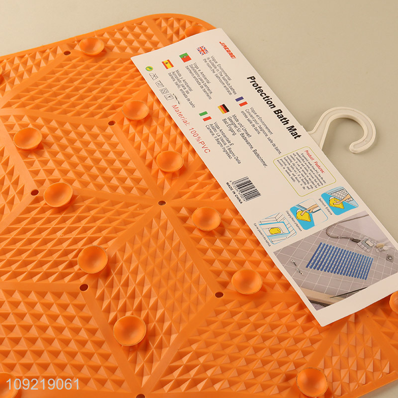 Factory price household rectangle protection bath mat with suction cup