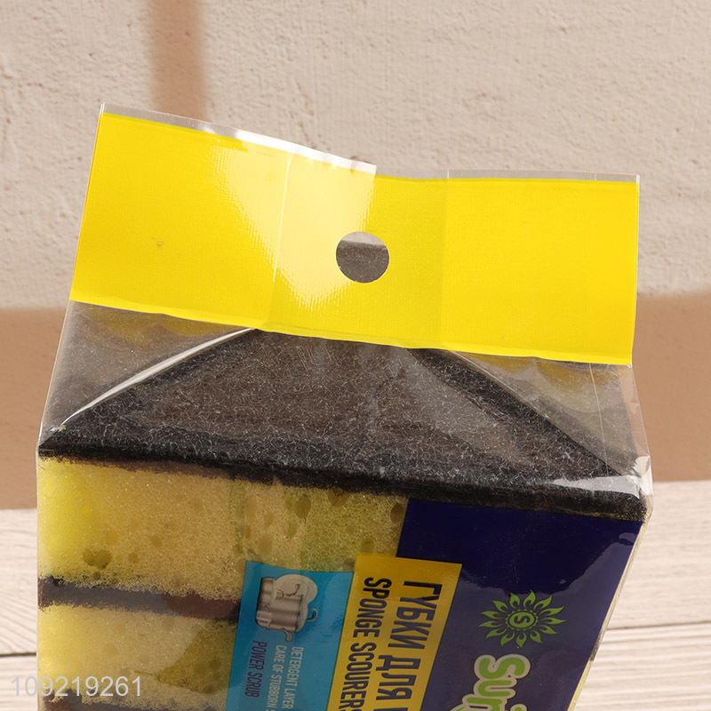 Wholesale 5PCS Heavy Duty Cleaning Sponges Dish Scrubber for Kitchen