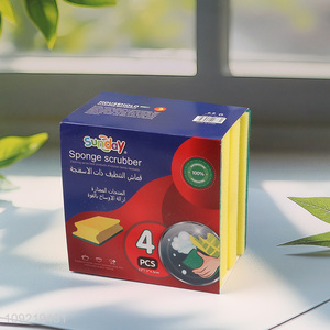 China Wholesale 4PCS Kitchen Cleaning Sponges Heavy Duty Scrub Sponges