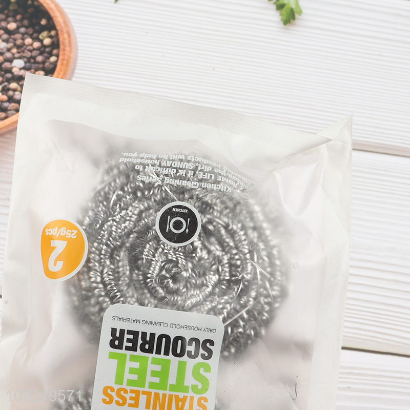 Hot Selling 2PCS Heavy Duty Stainless Steel Wool Scrubbers for Kitchen