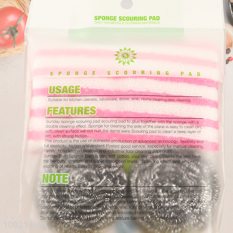 Good Quality 4PCS Kitchen Cleaning Kit Steel Wood Scrubber Dish Sponge Set