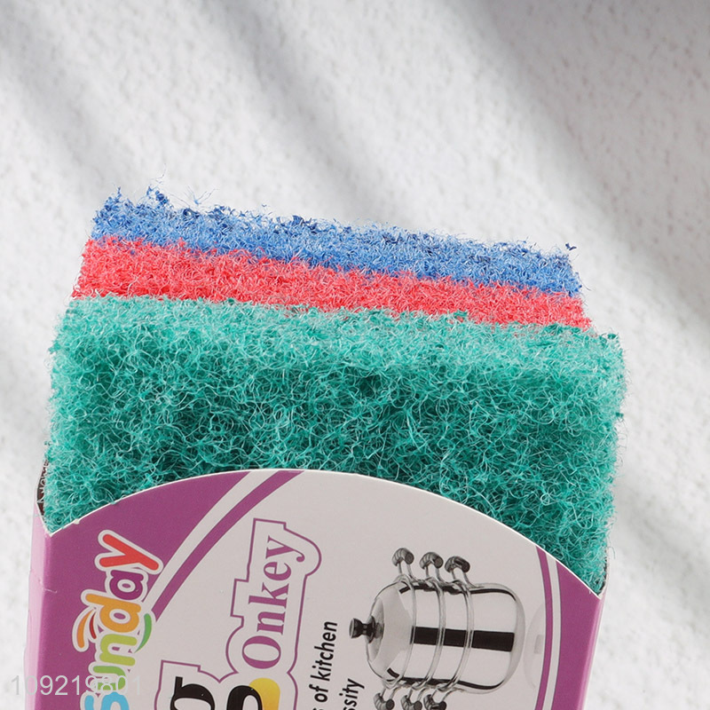 Factory Wholesale 3PCS Scouring Pads for Kitchen Pots Dishes Cleaning