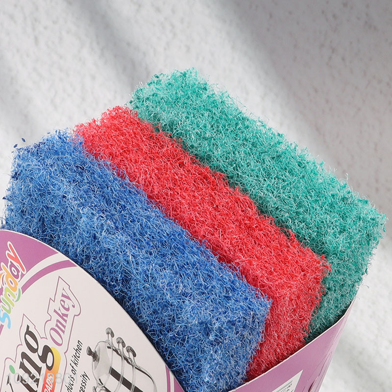 Factory Wholesale 3PCS Scouring Pads for Kitchen Pots Dishes Cleaning