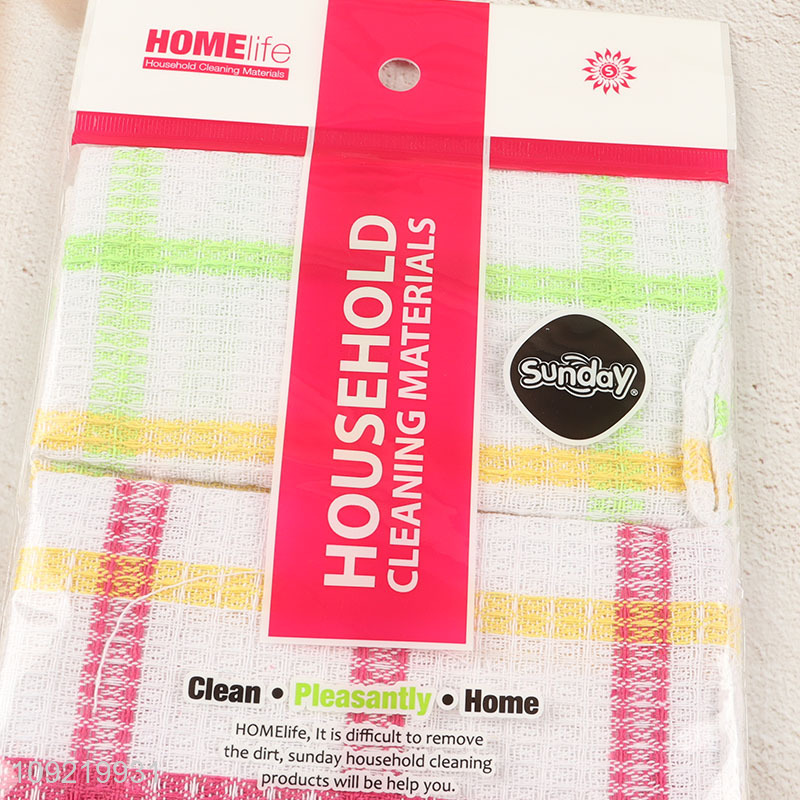 Hot Selling 3PCS Plaid Cleaning Towels Cotton Dish Cleaning Cloths