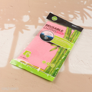 Hot Selling 3PCS Bamboo Fiber Cleaning Cloths Absorbent Cleaning Towels