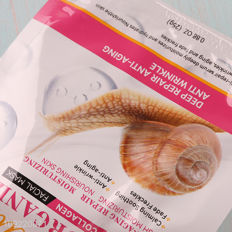 Hot selling facial care snail reorhanize collagen facial mask wholesale
