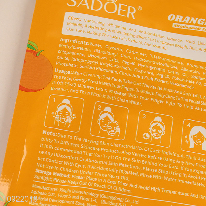 Most popular orange vc whitening moisturizing facial mask for sale