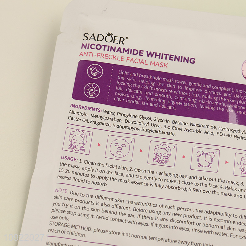 Top quality nicotinamide whitening anti-freckle facial mask for sale