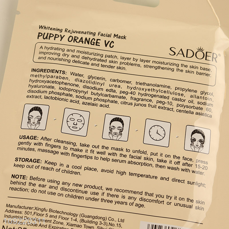 Low price adult orange vc deep hydrating moisturizing facial mask for sale